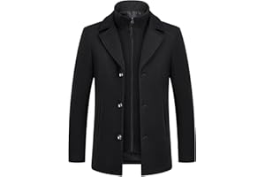 KUDMOL Herren Winter Wollmantel mit Abnehmbarer Baumwolle Weste 2 in 1 Winter Warm Casual Peacoat