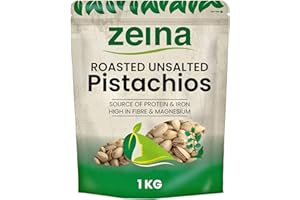 ZEINA LOVE OUR FOOD Zeina Roasted Unsalted Pistachio Nuts (1Kg) - Delicately Roasted Delicious Pistachios with No Added Salt - Vegan Approved Nutritious Nuts Snack