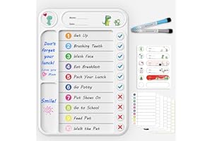 BAILKIND Magnetic Chore Chart for Kids, ADHD Task Tracker Easy-Check Routine Dry Erase Board, to-Do List Planning Tool with Stand for Fridge/Desk/Home/School, 6 Reusable Sheets, 2 Markers-Raw White