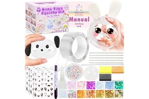 FUNSHOWCASE Nano Tape Bubble Kit with Clay, Marker, 6-Design Guide Squishy Maker Set