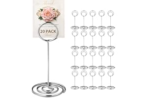 WILLIZTER 20 PCS Table Number Holder Table Card Holder Cards Stand Name Menu Clips Picture Holder (Silver)