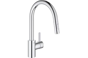 GROHE Eurosmart Cosmopolitan - Einhand-Spültischbatterie (Hoher Auslauf, zwei Strahlarten, herausziehbare Spülbrause, Mengenbegrenzung), chrom, 31481001