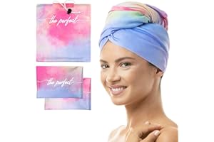 THE PERFECT HAIRCARE Lockiges Haar Mädchen Mikrofaser Plopping Handtuch Set – Anti-Frizz seidig glattes Haar Trocknen Wrap für Frauen – Super saugfähiges großes Haar Handtuch + 2 Scrunching Handtücher