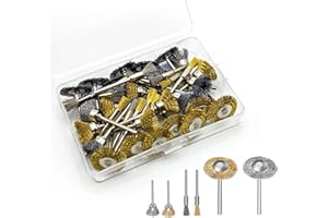 GENERIC 36pcs Steel Wire Brush Stainless Steel Wire Brush Wheel Set with 3 Different Sizes and Storage Box Mini Wire Brush Wheel Cup Brush for Power Rotary Tools Removal Rust Sanding Polishing
