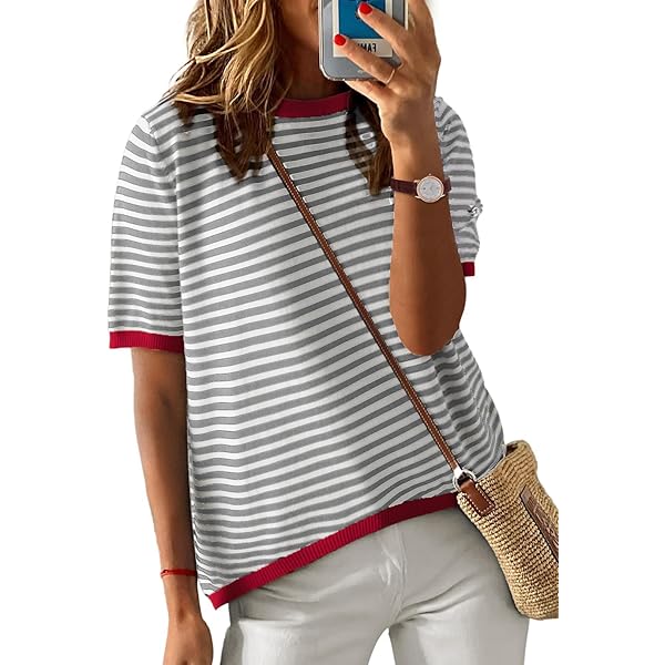 Dames T-shirt Dames Korte mouw Zomer Ronde hals Casual T-shirt Top Blouse Top Tuniek Basic Dames Tops Sweatshirt met korte mouwen met strepen Ronde hals Oversized shirt Jumper blouse Dames T-shirt Dames Korte mouw Zomer Ronde hals Casual T-shirt Top Blouse Top Tuniek Basic Dames Tops Sweatshirt met korte mouwen met strepen Ronde hals Oversized shirt Jumper blouse