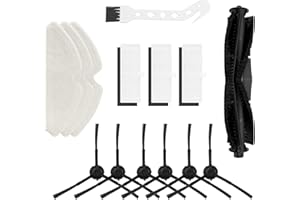 DINGGREAT Piezas de Repuesto HONITURE Q6 - Juego de Accesorios para Robot Aspirador: Cepillo Principal, 6 Cepillos Laterales, 3 Filtros HEPA, 3 Mopas y Paño de Limpieza