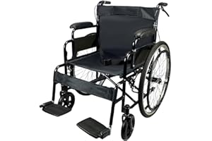 FREE TO BE MOBILITY EQUIPMENT Folding Wheelchair Self Propelled Lightweight Transit Footrest Armrest Brake Large Wheel Mobility Aid from FreeToBe (Black, 20" Wide SEAT)