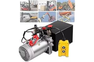 SDKEHUI 8 Quart 12V Hydraulikpumpe Doppeltwirkend Aggregat für LKW Anhänger, Schneller Start, Schnelle Ölabgabe (8L)