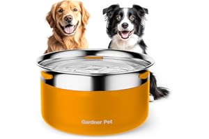 Gardner Pet Dog Bowls 3.85L,Stainless Steel Non Spill Dog Water Bowl,Slow Water Feeder,Metal Large Pet Water Bowl,Anti-Splash Water Dispenser for Large Dogs,Orange