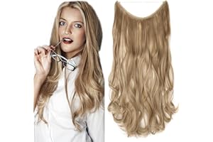 ‎SEGO Haarteil Extensions Haarverlängerung 1 Tresse Haare Haarverdichtung mit Unsichtbarer Draht Sandy Blonde & Blond Bleichen Wavy-50 cm-90g