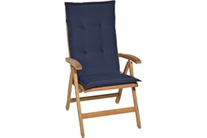 Beautissu Coussin Haut Dossier pour Chaise Jardin 120x50 cm Loft HL – 6 cm Rembourrage Extra Doux & Résistant à la Lumière UV – Confortable Coussin Assise Fauteuil Jardin Exterieur Bleu Foncé