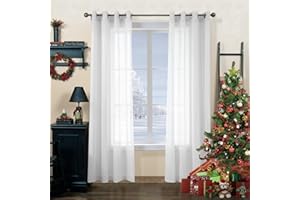 CUCRAF Net Curtains for Windows - Eyelet Curtains for Living Room & Bedroom, Voile Sheer White Curtains 72 drop pair, Wrinkle Resistant Solid Colour Curtains Easy to Clean and Machine Washable