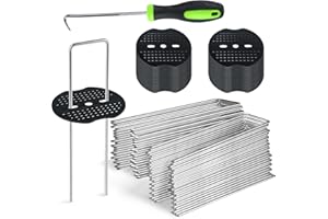 MINISOISO Lot de 50 Piquets de Fixation avec 50 Rondelles, 150 x 40 mm Ø 3mm, Piquets de Fixation en Acier Galvanisé Inoxydable pour Jardin, Toiles de Paillages, Gazon Artificiel, Grillage et Filets
