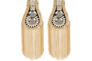 SUPERFINDINGS 2 Stück Mode Quaste Epauletten Metall Punk Schulter Silber/Gold Epaulet Retro Goldene Schulter Schulterklappen mit Quastenkette Brosche Schulter für Jacken Uniform Anzug Kostümparty
