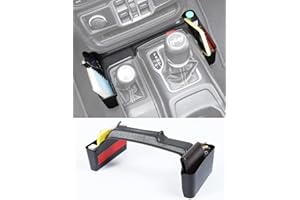Savadicar GT-2 Shifter Storage Box with Microfibers, Gear Shift Side Tray, Center Console Organizer for 2018-2025 Jeep Wrangler JL JLU 4XE & Gladiator JT, Interior Accessories, Black,1 PC