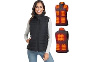 Topdot Chaleco Calefactable Mujer, Chaleco Térmico con Batería de 7.4V 16000mAh, 8 Zonas de Calentamiento, Chaleco Calefactable Eléctrico Ligero con 3 Temperaturas para Ciclismo, Trabajo al Aire Libre
