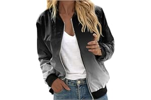 Kswlwccpp Blouson Jacket Women: Long Sleeve Zip Up Transition Blouson Jacket Spring Jacket Lightweight Elegant Bomber Jacket College Jacket Spring Black Casual Women's Jackets Transition Jacket