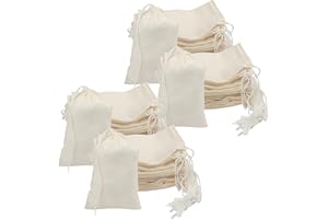 BELLE VOUS (Pack de 100 Bolsa Tela Pequeña Muselina para Abarrotes 10 x 15 cm - Bolsa de Algodon Natural Muselina - Bolsas Reutilizables - Regalo Boda, Fiesta, Manualidades