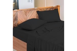 NARCISO - Lenzuola Matrimoniali 100% Cotone Made in Italy, Completo Letto Matrimoniale Composto da 1 Lenzuolo Sotto con Angoli 180x200, 1 Lenzuolo Sopra 240x290, 2 Federe Cuscini 50x80cm (Nero)