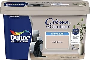 Dulux Valentine Crème de Couleur - Peinture multi-supports intérieure - Mat Lin Intense 2,5 L