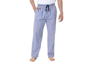 Jveyvth Mens Pyjama Pants 100% Cotton Plaid Sleep & Lounge Pants, PJ Bottoms with Pockets and Button Fly