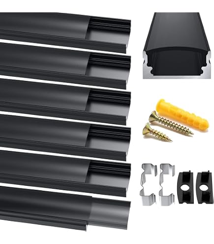 Profilé Aluminium Pour Bandes LED En U - 10x1m, Noir, Contrôle Par App/Telecommande