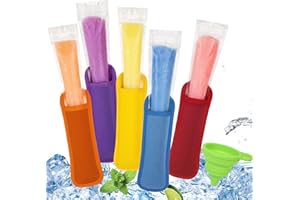 OBCARN 100 Piezas Bolsas para Helados, 5 Piezas Sujetadores de Helados de Neopreno, Bolsas Helados Flash sin Bpa, Bolsas para Flash Helado con Embudo, Bolsitas Flash Congelar
