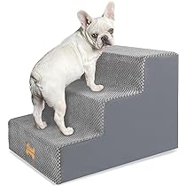 Thihome Hondentrap, hoge dichtheid spons-huisdierenhelling, hondentrap met afneembare en wasbare overtrek, huisdiertrap voor bed, bank, grijs