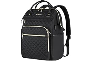 EMPSIGN Plecak na laptopa damski, 17 cali, duży plecak na laptopa, szeroko otwarty, plecak szkolny z portem ładowania USB, wodoodporny podróżny biznesowy plecak roboczy, torba na komputer, torba na