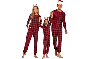 Ekouaer Schlafanzug Familie Weihnachten Pyjamas Set Familien-Schlafanzug für Herren Damen Kinder Bedruckte Nachtwäsche Outfits