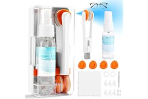 ORDILEND Kit de reparación de gafas, kit de herramientas de reparación de gafas de sol, que incluye spray antivaho, paño de limpieza de gafas de microfibra, cepillo suave para gafas de sol miopes-Blanco