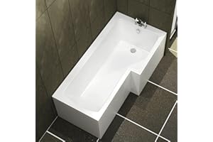 ROYAL BATHROOMS Modern Qubix 1600 x 850mm Right Hand L-Shaped Shower Bath Square Bathtub