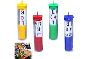 kuryt LCR Dice Game 4pcs 6 Sided Round Left Right Centre Dice Game Interactive Yahtzee Games Funny Yatzee Dice Game for Kids Adults Left Right Center Dice Game for Family Travel