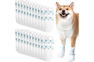 ANMAHE 20 PCS Dog Paw Protectors Waterproof, Bandages for Injured Paws, Dog Socks Stop Licking, Self Adhesive, Suitable for Indoor and Outdoor Walking
