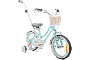 sun baby Bicicleta para niñas Heart Bike, tamaño de Rueda 12 14 16 Pulgadas, con Barra de Empuje Desmontable, Bicicleta Infantil para niñas de 2 a 6 años