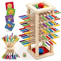 Montessori Holz-Brettspiel Für Kinder Ab 3 Jahre – 36-teilig, Mit Bunten Stäben & Kugeln, Fördert Feinmotorik & Konzentration