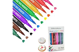 HTRTRR 10 marqueurs alimentaires, feutres à double pointe pour la décoration de gâteaux et de desserts, pour les enfants et les adultes, pour colorer les aliments.