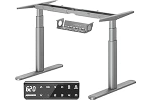 ‎MAIDESITE MAIDeSITe Biurko z elektryczną regulacją wysokości z 2 wydajnymi silnikami, elegancki owalny stelaż stołu, 4 sterowanie pamięcią i funkcją ochrony przed kolizjami