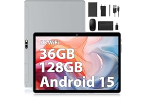 DEEMWOLF Android 15 tablet 10 Inch 36GB RAM+128GB ROM (TF 1TB),Android Tablets 5G WiFi,BT5.0,8000mAh,with Keyboard+Mouse(Grey)