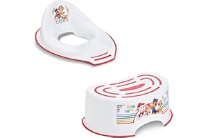 TINY TO TOTS BABY TO TODDLER Paw Patrol Training Seat, Potty Training Toilet Seat, Plus Paw Patrol Step Stool, Lightweight, Anti-Stick Portable Seat 18M+ Toddler Toilet Range Bundle