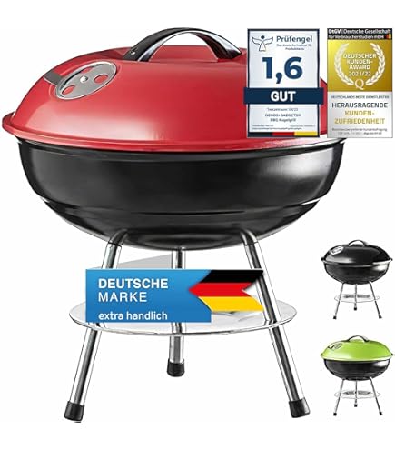 Barbecue Et Brasero Rond En Acier - Diamètre 46 Cm, Hauteur 22 Cm - Portable Avec Pieds Et Poignées - Pour Jardin Et Camping