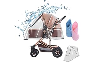 DIVONO Habillage Pluie Universelle Pour Poussette, Protection Pluie Poussette Universelle avec 2 Serviettes de Nettoyage, Protection contre Pluie et Vent Bonne circulation de l’air