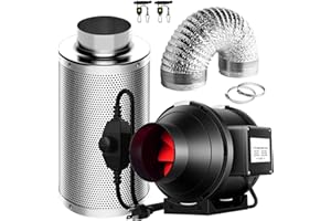 SunStream Ventilation Kit 4 Inch 190 CFM Inline Fan with Speed Controller, 4 Inch Carbon Filter and 25 Feet of Ducting for Grow Tent with 1/8'' heavy duty rope