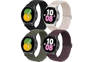 SOLOLUP 4 Piezas Correa Nylon para Samsung Galaxy Watch 7/6/5/4/FE 40mm 44mm/6 Classic 43mm 47mm/Watch 5 Pro 45mm/4 Classic 42mm 46mm,20mm Tejido Nailon Elástico Correa Deportiva de Repuesto para Mujer Hombre