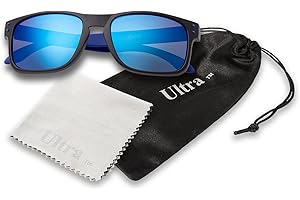 ULTRABYEASYPEASYSTORE Ultra Kids Sunglasses - UV400 Protection Retro Classic Style Shades for Boys & Girls, Ages 3 to 16 with Carry Pouch and Glasses Cloth