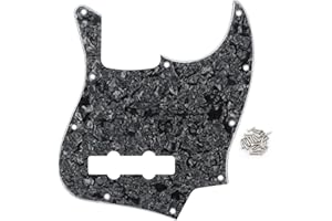 FLEOR 10-Loch JB Bass Pickguard 4Ply Scratch Plate ohne Truss Rod Notch für Standard 4-Saiter Modell JB Bassgitarre, Schwarze Perle