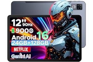 DOOGEE U12 Tablet Android 16, 24GB+128GB Tablet 12 Pulgadas FHD+/90Hz, 9000mAh/18W, Gemini AI Tablets, T7255 Octa Core Tableta, 13MP+8MP, Widevine L1/OTG/Face ID/GPS/FM/3.5mm Jack/Altavoces Dobles