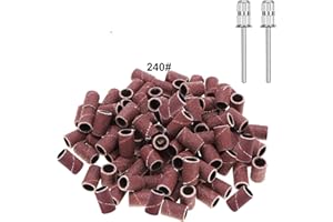 Yoezuo 100 Pezzi Nastri Abrasivi Manicure, Levigatura Bande, Cilindri Abrasivi Fresa Unghie, Ideale per Pedicure e Manicure e Trivello del Unghie Macchina(2*Punta da Trapano per Unghie) (240#)