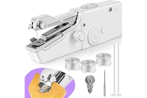 BEMKUUFGLI Handnähmaschine, Tragbare Handnähmaschine Elektrisch Schnelles Nähen, Handnähmaschine mit Unterfaden Mini Nähmaschine Anfänger für DIY zu Hause, Nähmaschinen mit Zubehör für Kleidung Vorhänge