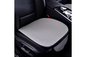 DRACQWN Ventilated Car Seat Cushion, Summer Car Seat Pad, Breathable & Anti-Slip Cotton Car Seat Covers With Pocket, Universal Front Bottom Car Seat Covers(B Grey,Front*2)